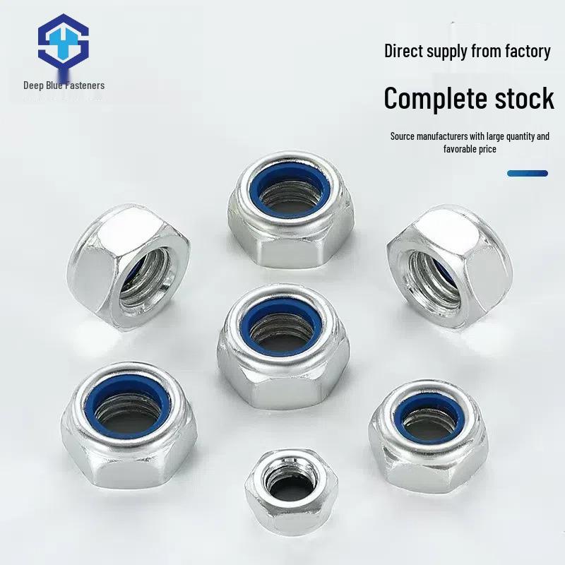 Galvanized Hexagon Self-Locking Nut, Anti-Loosening and Anti-Slip, Grades 4.8, Sizes M2-M5