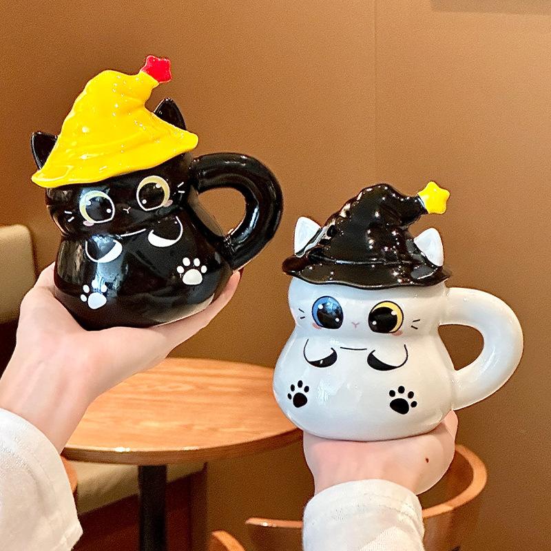 Birthday gift cute cat cup magic hat ceramic mug for girl girlfriend children Halloween gift