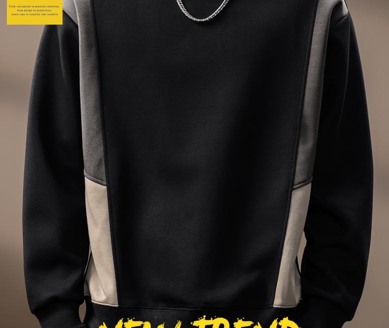 Luksusowa męska bluza z kapturem w stylu retro, patchwork w bloki kolorów, ciężka, jesienna kolekcja