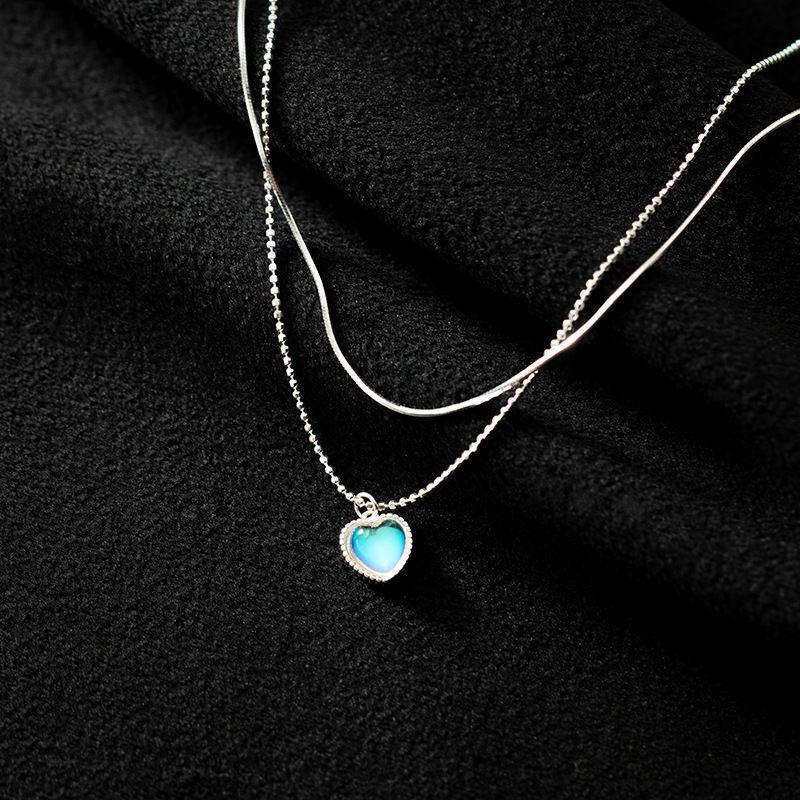 Elevate your summer style with the "Moonlight Dazzle Heart Pendant Necklace" - a chic Qixi gift perfect for your girlfriend.