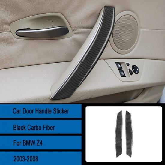 2pcs Carbon Fiber Interior Door Handle Cover Sticker For BMW Z4 E85 2003-2008