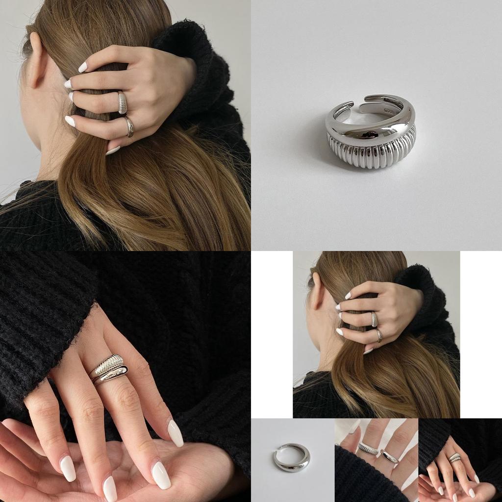 Elegant S925 Silver Ring For Women With Unique Geometric Design And Adjustable Size