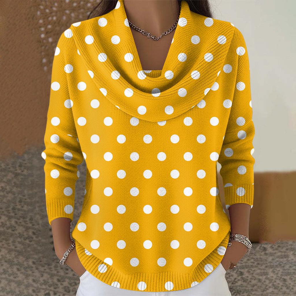 Women's Casual And Fashionable Round Neck Long Sleeved Printed Top Sweater