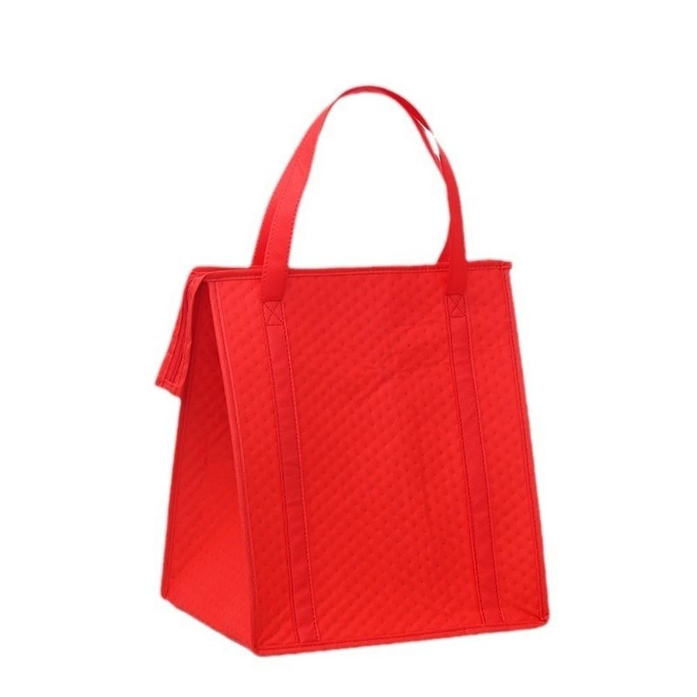 Portable Non-woven Thermal Cooler Bag Folding Large Capacity Tin Foil Handbag with Zipper Insulated Lunch Box Picnic Camping