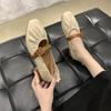 Green Summer Breathable Single Shoes Women's Spring Thick Heel Anti-slip Slip-on Shoes Solid Color Versatile Shallow Shoes