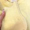 White milk yellow retro small gold buckle wool soft waxy knitted cardigan sweater women's autumn and winter