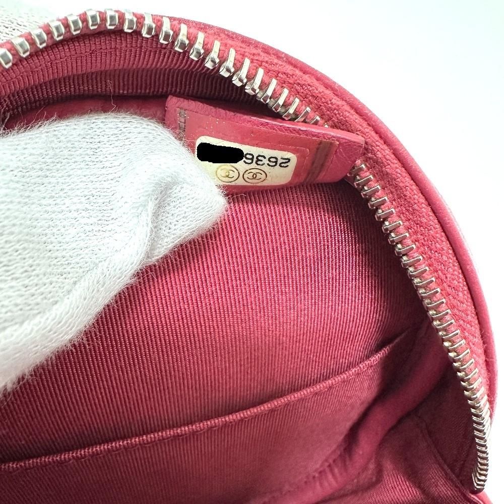 CHANEL CC Mark Round Chain Shoulder Bag Lambskin Leather pink