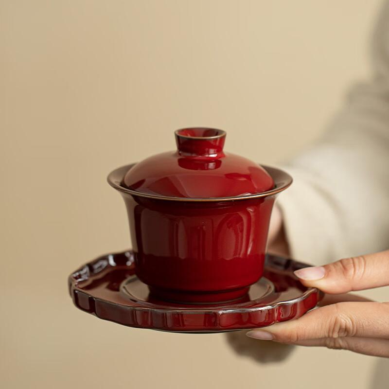 Jingdezhen Kiln Transformed Langhong Red Sancai Gaiwan