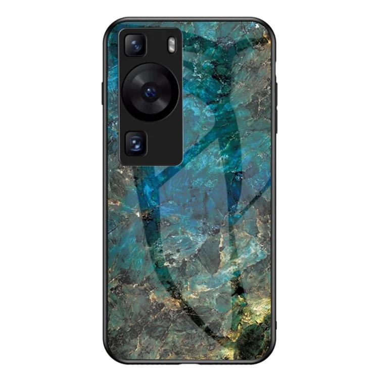

For Huawei P60 / P60 Pro Marble Pattern Phone Cover Tempered Glass PC TPU Anti-drop Case