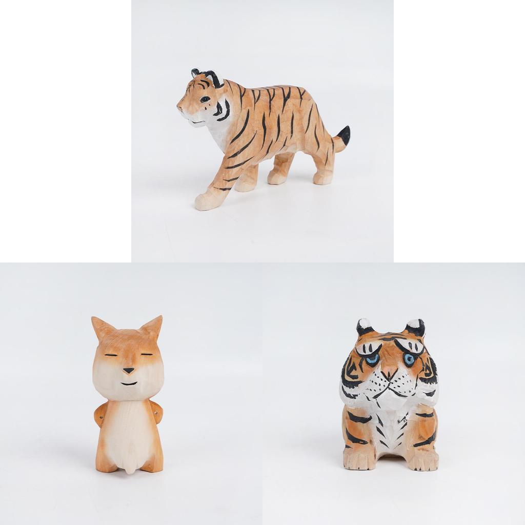 Wooden Tiger Car Ornament With Modern Minimalist Design For Office Decor