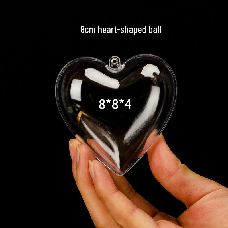 Christmas Heart-Shaped Acrylic Ornament - Transparent Hanging Ball Decoration