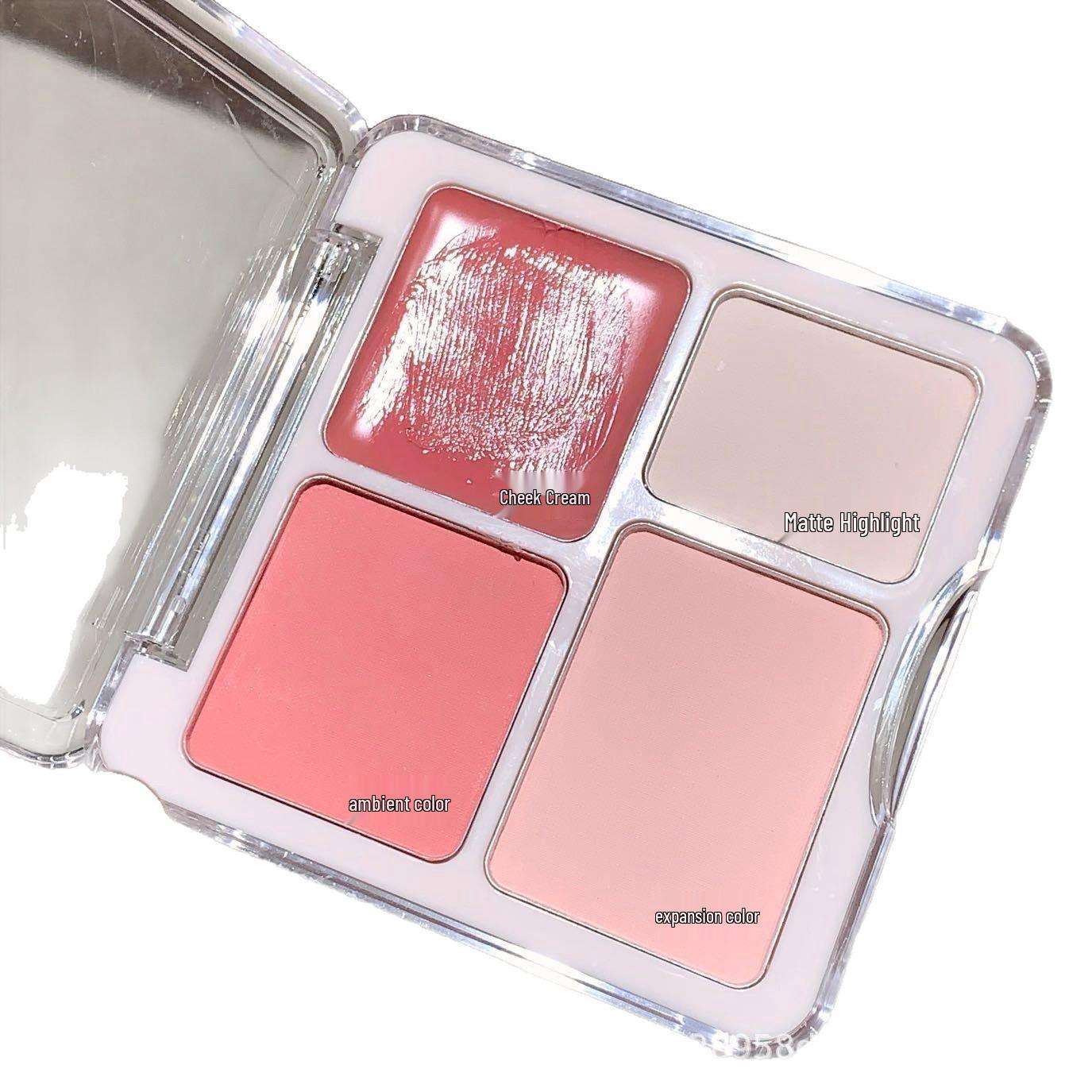 

Heart-Shaped Four-Color Blush & Highlighter Palette: Matte & Brightening Nude Shades for a Radiant Mid-Face Glow. Beautiful Four-color Blush Thumb Puff [1 pc]