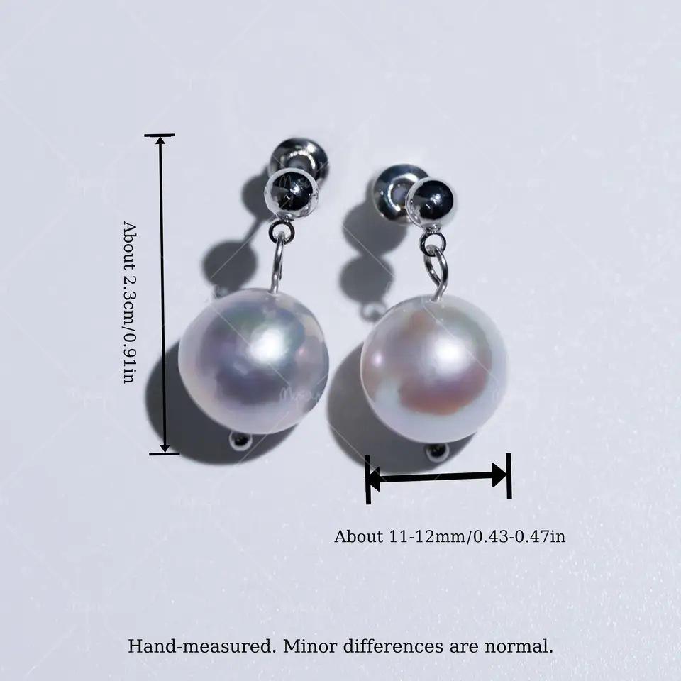 MYSOYA 11-12mm Large Gray Edison Pearl Earrings C503 US серебряный