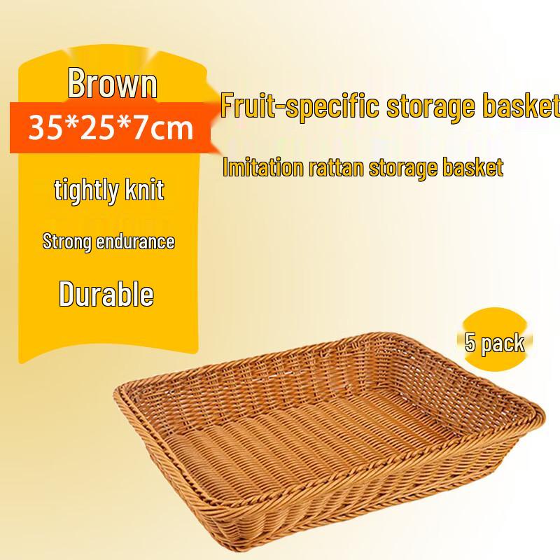 Homeglen Woven Rattan Style Plastic Storage Basket 5 Pieces