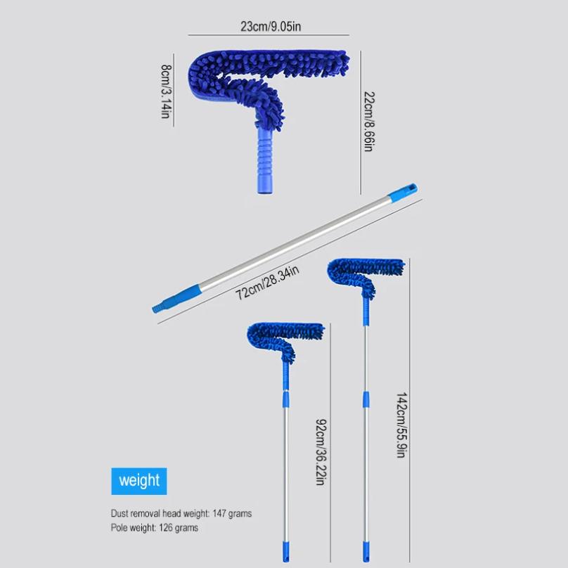 Ceiling Fan Duster High Reach Dusting Kit Microfiber Ceiling Fan Blade Cleaner Flexible Cobweb Duster Removable Washable Brush