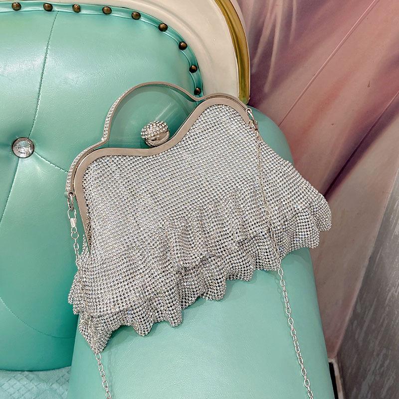 

2025 Fashion Gold Diamond Evening Bags hasp Luxury Handbag Elegent Chain Women Shoulder Crossbody Bag Wedding Party Clutch bags