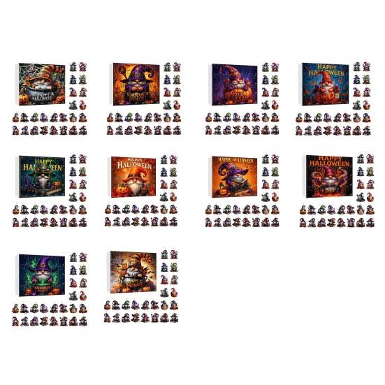 2025 Halloween Wichtel Adventskalender 2D Acryl Hängeornamente Set 24 Tage Countdown-Kalender für Feiertags-Heimdekoration