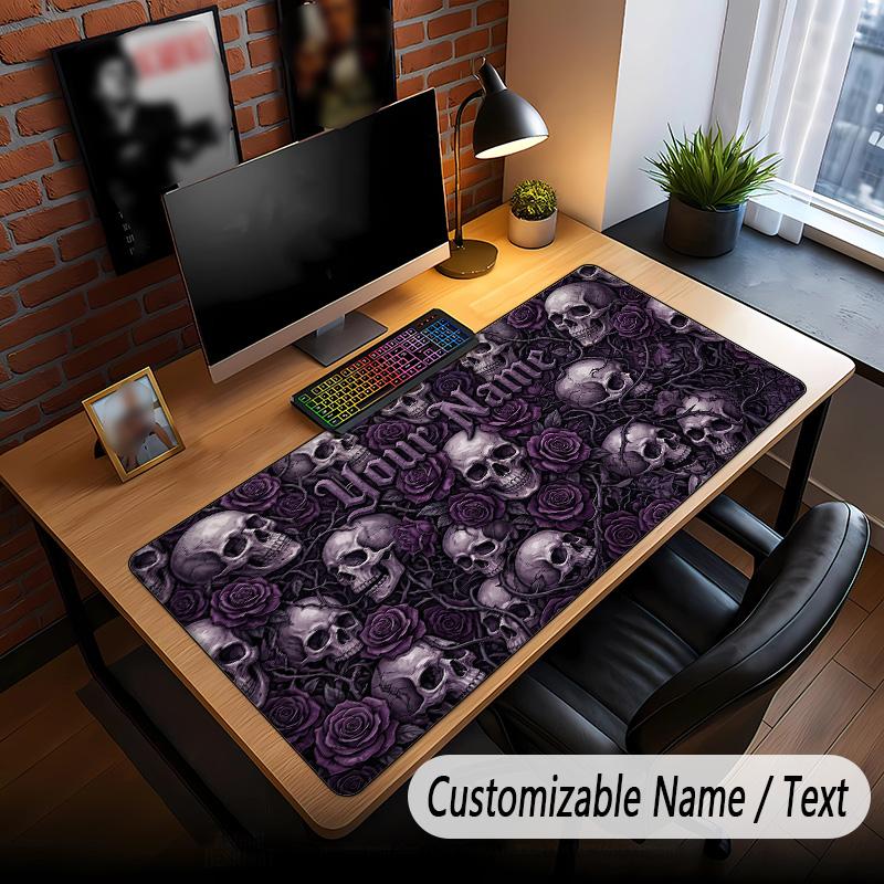 Skull Gothic Theme Custom Mouse Pad Personalized With Name Text Customized Desk Mat For Office Home Decor