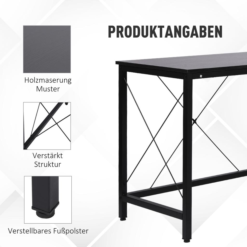 L-Shaped Corner Desk, Computer Desk for Home Office, Space-Saving Study Workstation, Easy To Assemble, 150 X 150 X 76cm, Black