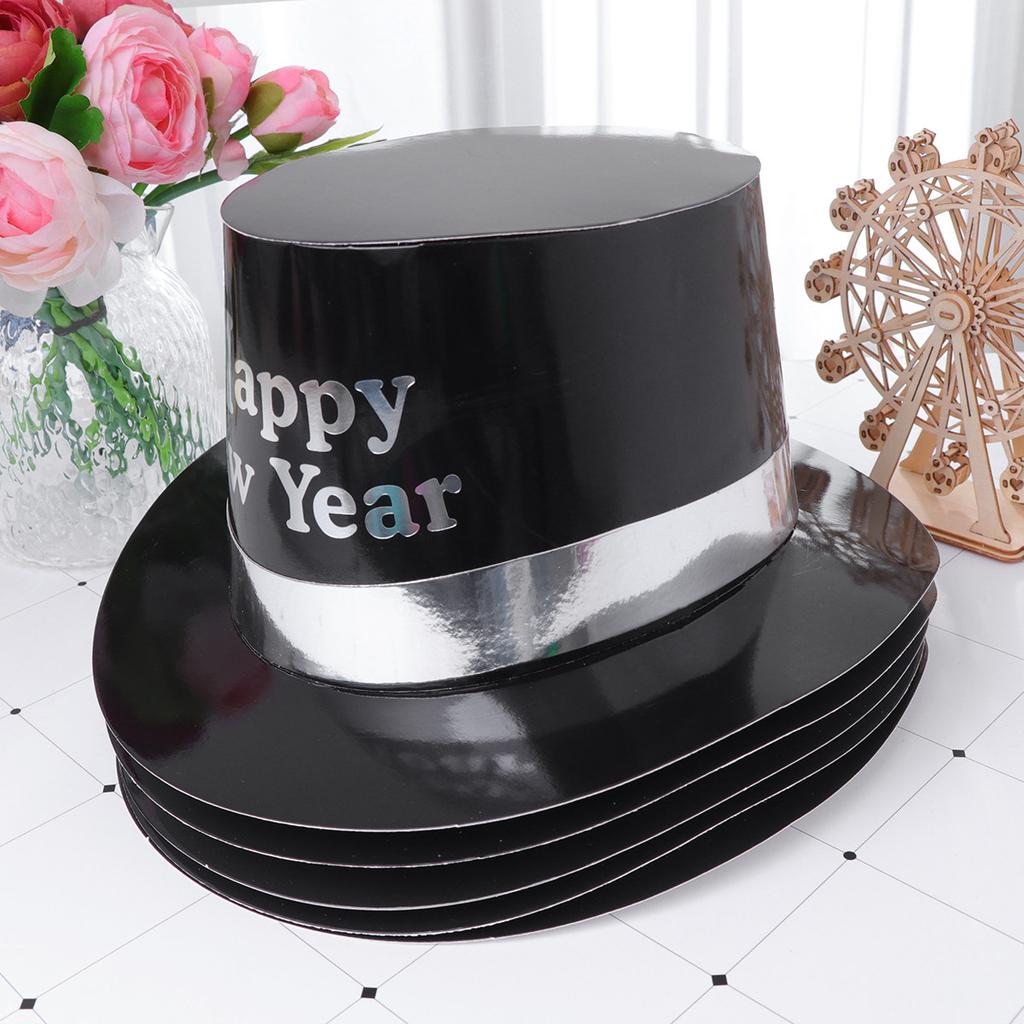 5Pcs Party Birthday Hats Paper New Year Tophat Headdress Props Lightweight Comfortable Party Favors New Year Hats