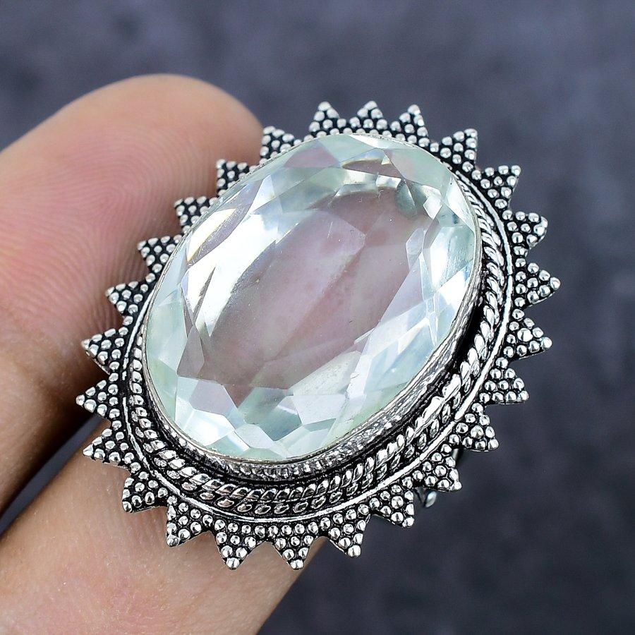 Natürlicher Weißtopas Edelstein 925 Sterlingsilber Schmuck Ring Größe 10 h1s53