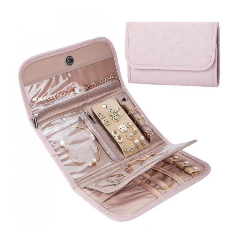 Polyester Jewelry Organizers Travel Pouches Storage Roll Suitable for Earrings Necklaces Bracelets Compact Design