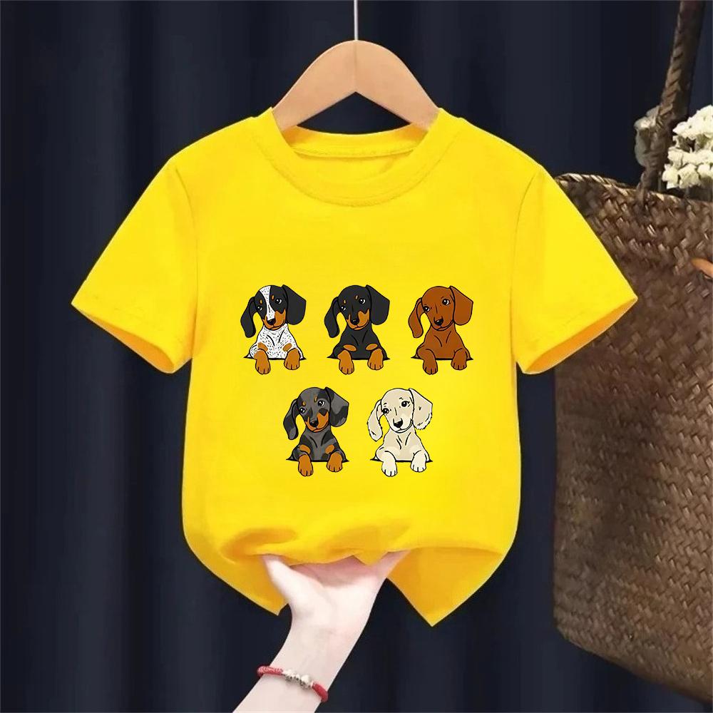Dachshund Teckel Cute Dog Kids Tshirt Cute Printing Shirt Fashion TShirt for Casual Tops Short Sleeve