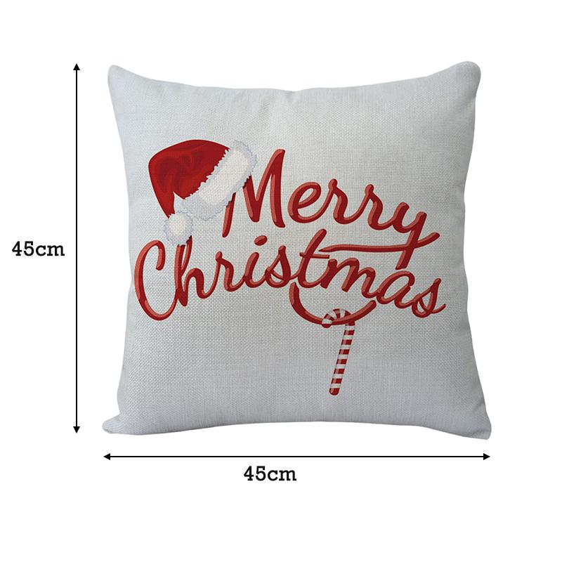 45CM Christmas Cushion Cover Santa Claus Elk Printed Sofa Pillow Case Merry Christmas Ornaments Xmas New Year Home Decoration