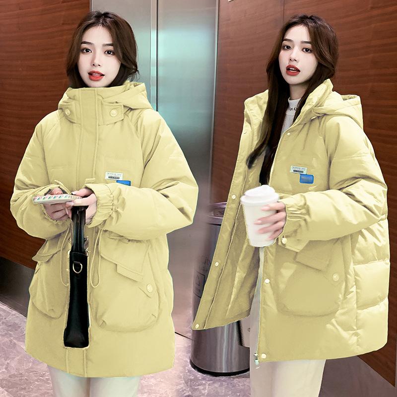 2025 New Down Cotton Jacket Women's Mid-length Plus-size Korean Loose Cotton Jacket Fashionable Slimming Thickened Padded Jacket Jacket