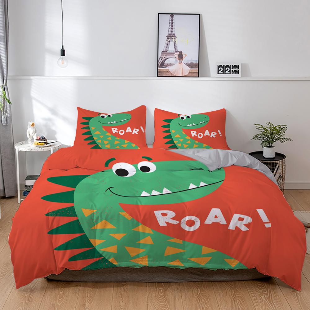 Comforter 3D - Printed Single - Sized Cartoon Dinosaur Family - Themed For Boys' Kids Bedclothes