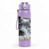 1PC Grey Dog Rest On Blanket Print 750ml Color Plastic Sports Water Bottle Leakproof Flip Straw Lid Suitable for Sports Office Home Use