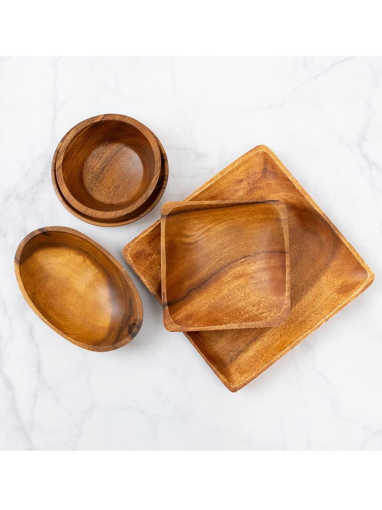 Emery Shokai Wooden Round Set of 15cm Long x 15cm Wide x 2cm High Plates, 10, Approx.