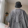 Men's Trendy Oversized Gray Suede T-Shirt, Short-Sleeve, Round Neck, Niche Heavyweight Design