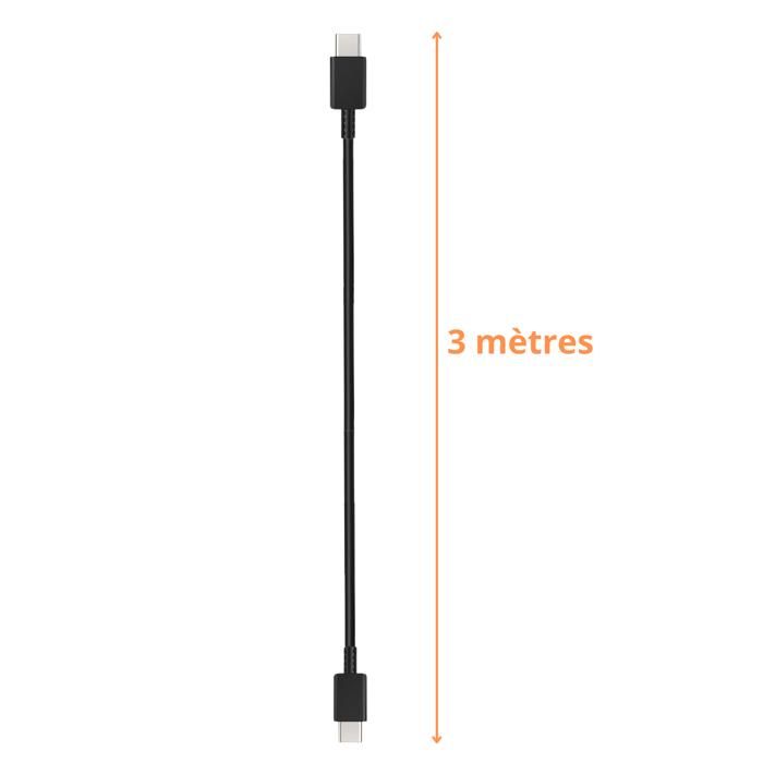 Cable USB-C USB-C Noir 3m pour Samsung Galaxy S26/Galaxy S25 Phonillico®