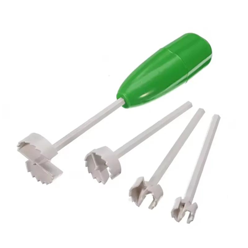 4 In 1 Fruit Vegetable Corer Spiral Digging Vege Drill Veggie Corkscrew Carver with 4Pcs Replaceable Head Spiralizer Cutter Tool