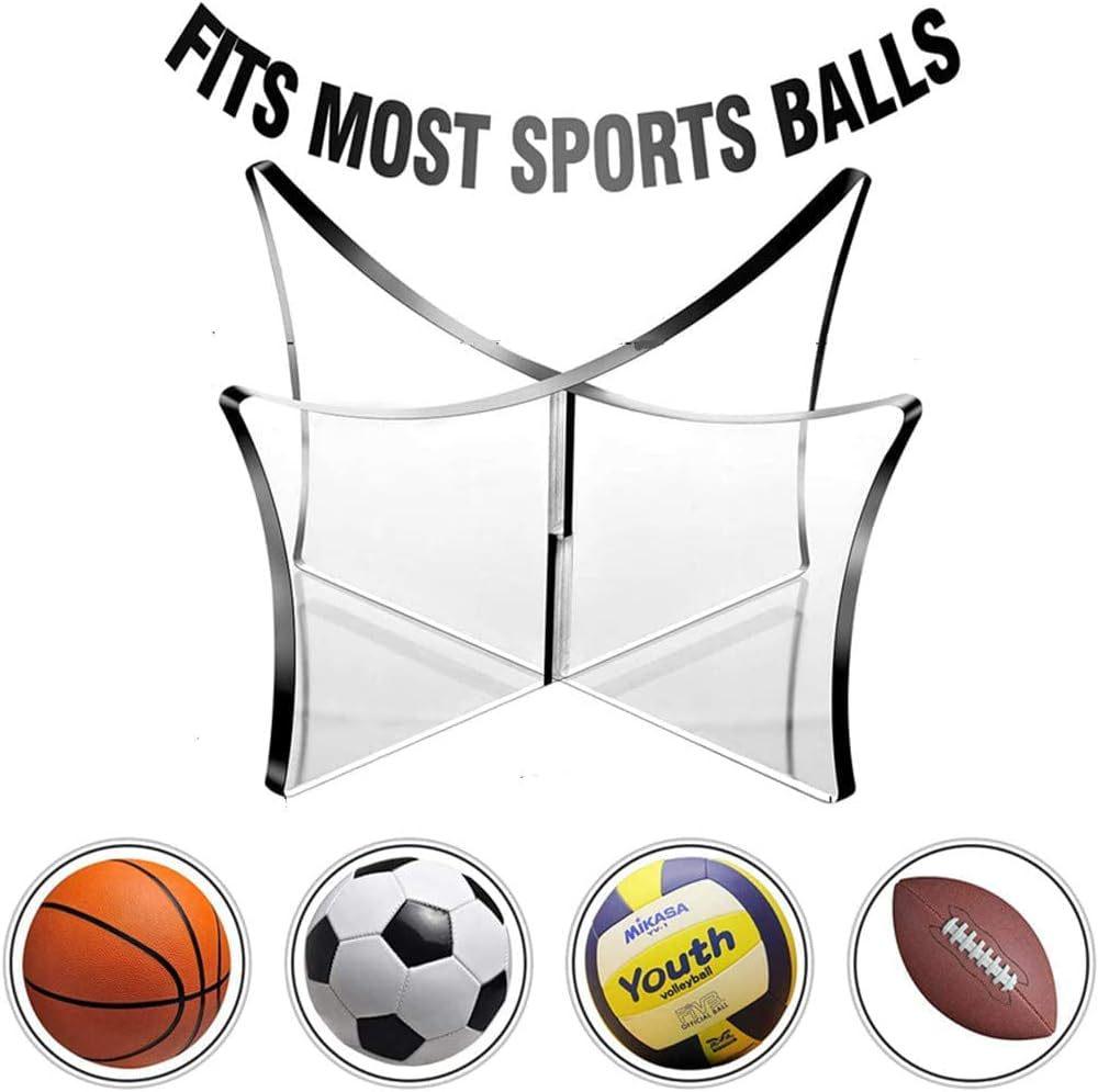 Transparent Acrylic Ball Display Stand Rack for Basketball, Football, Volleyball, and Rugby.