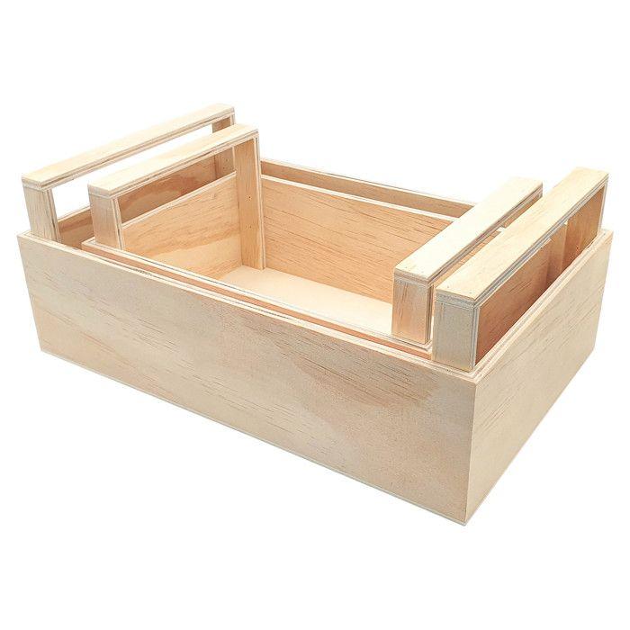 Cagettes en bois avec poignées 26 et 33 cm 2 pièces