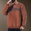 Men's Trendy Brand Heavyweight Round Neck Sweatshirt - Autumn Loose Casual Print with Velvet Long Sleeves