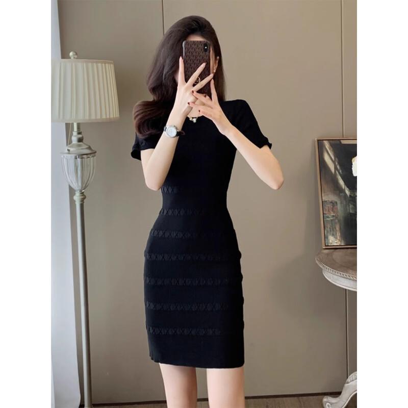 

JK&JS Summer Round Neck Short Sleeve Knit Bodycon Dress S