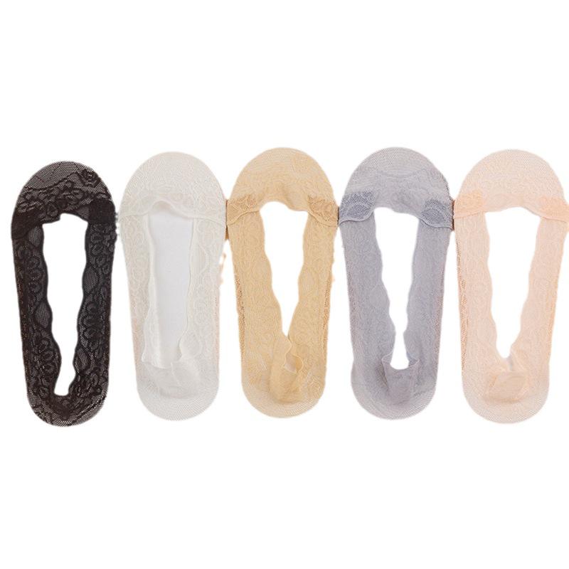 Women's Japanese Style Non-Slip Lace Boat Socks - Pure Cotton, Summer Thin, Invisible Shallow Mouth Socks