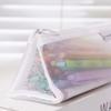 Triangle Mesh Pencil Case Retro Color Zipper Stationery Bag Portable Transparent Bills Bag  Lady