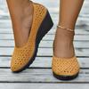 Large Size Fashion Light Mouth Round Head Wedge Heel Single Shoes Spring and Summer New Hole Shoes Fashion Breathable Single Shoes Women