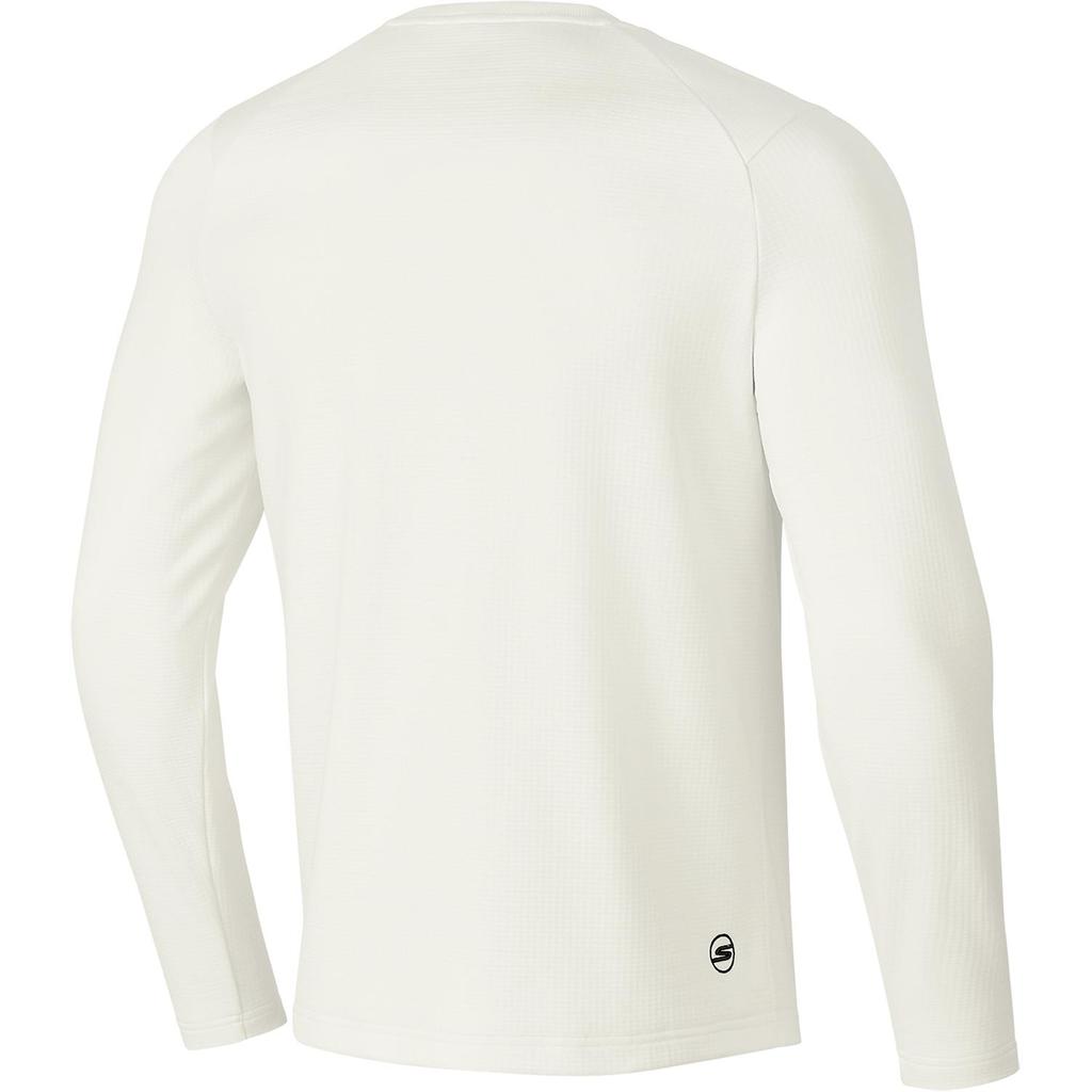 Skechers Solid Color Outdoor Casual Sports Crew Neck Pullover Long Sleeve T-Shirt Men Tops White P424M193-0074