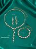 4 Pieces of Women's European and American Fashion Zircon Set, Rhinestone Necklace, Bracelet, Earrings, Bride's Wedding Dress Ac