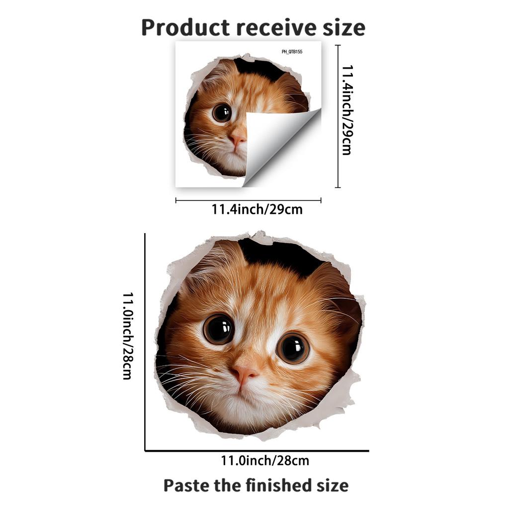 Naklejka na toaletę dla kota 3D Przebijająca ścianę Samoprzylepna Usuwalna do Łazienki Wystrój Domu