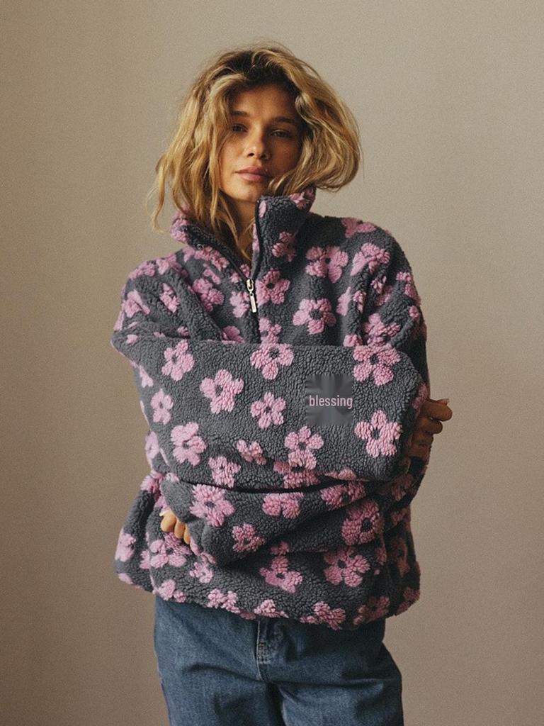 Felpa Pullover Calda in Pile da Donna Europea e Americana Autunno/Inverno 2025
