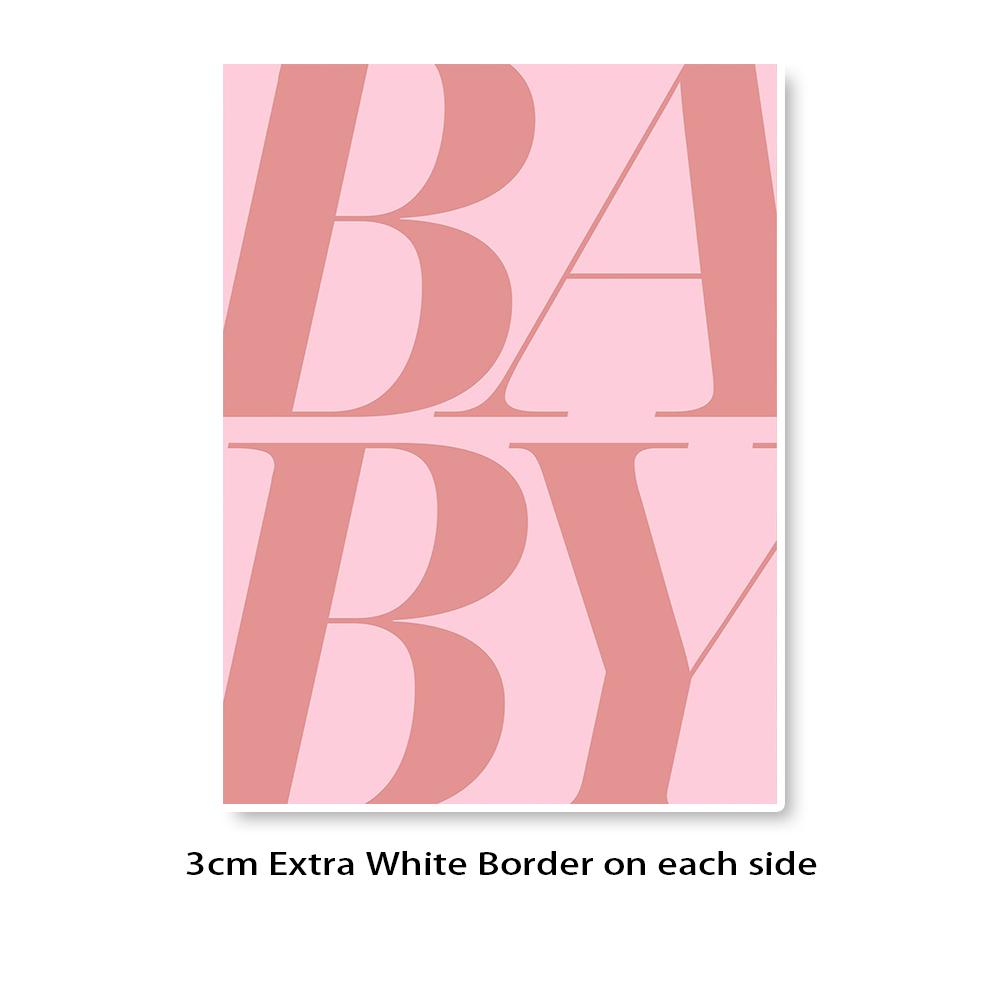 Large French Pink Coquette Wall Arts, Leopard, Femina, BABY Word Prints Posters, Minimalism Fashion Canvas Painting, NO Frame