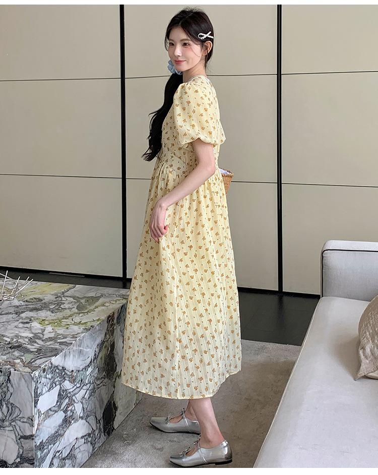 2026 Summer Floral Korean Style Mid-Length Loose Maternity Dress
