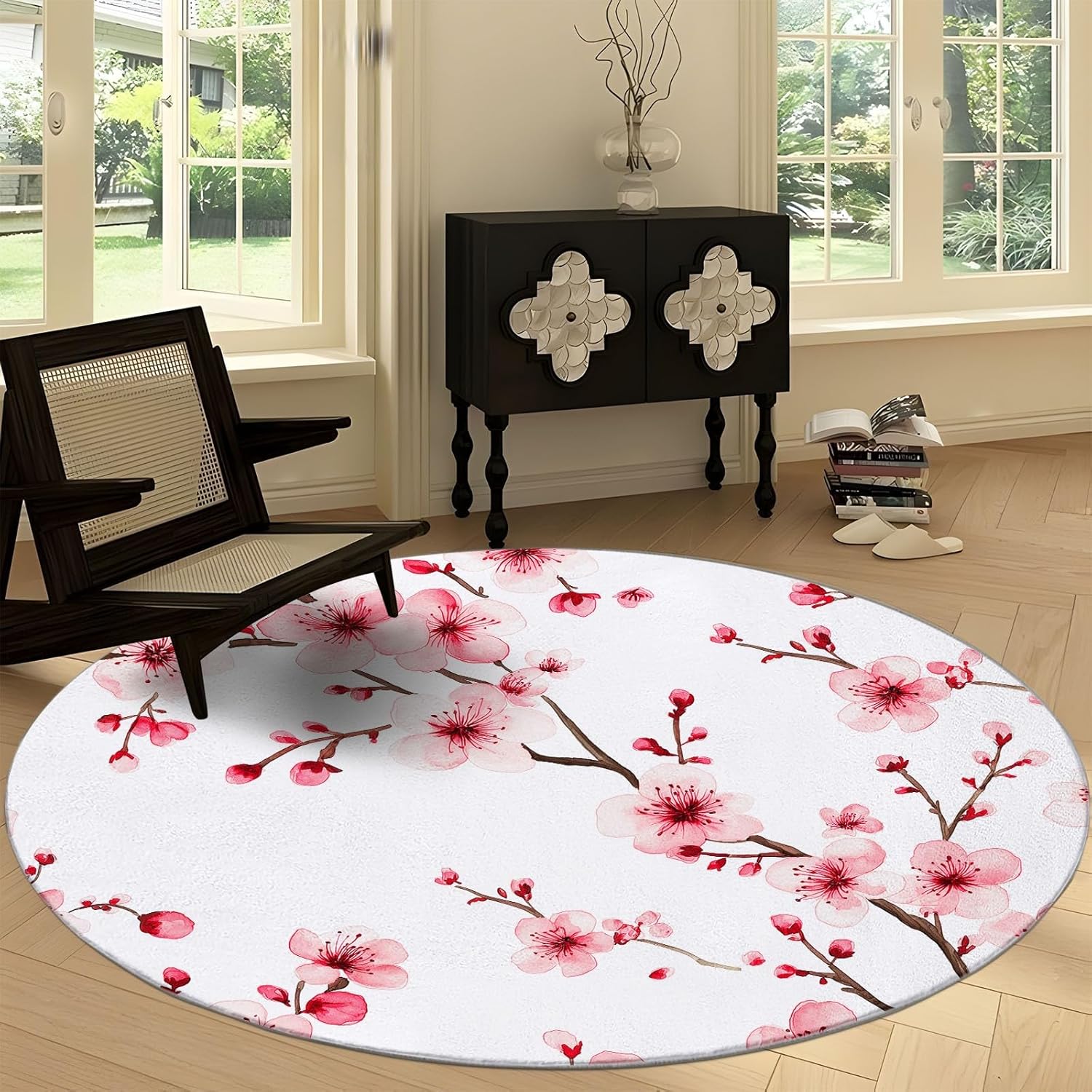 

Modern Cartoon Letter Texture Print Round Area Rug,White Washable Carpet Runner - Non Slip Circle Rug Carpet Absorbent Mat for 100cm