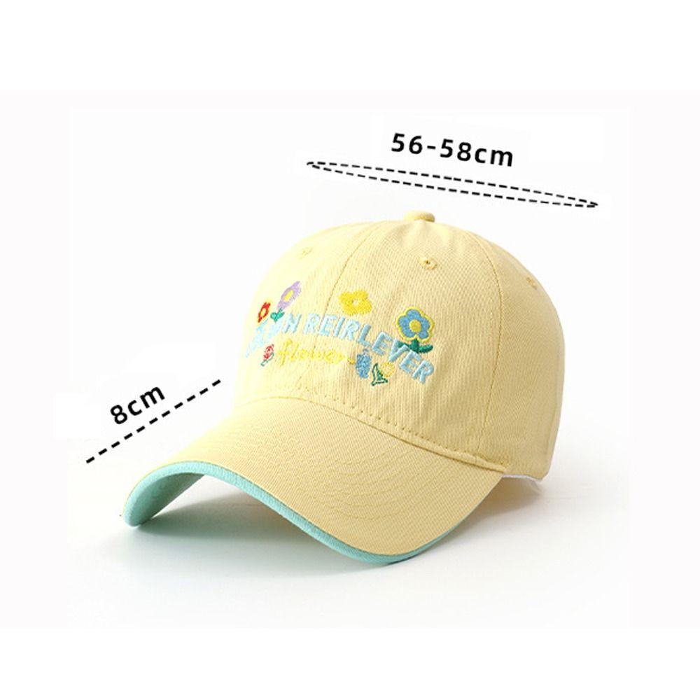 Cotton Floral Baseball Cap Letter Embroidered Streetwear Hats Casual Peaked Cap For Women Girls